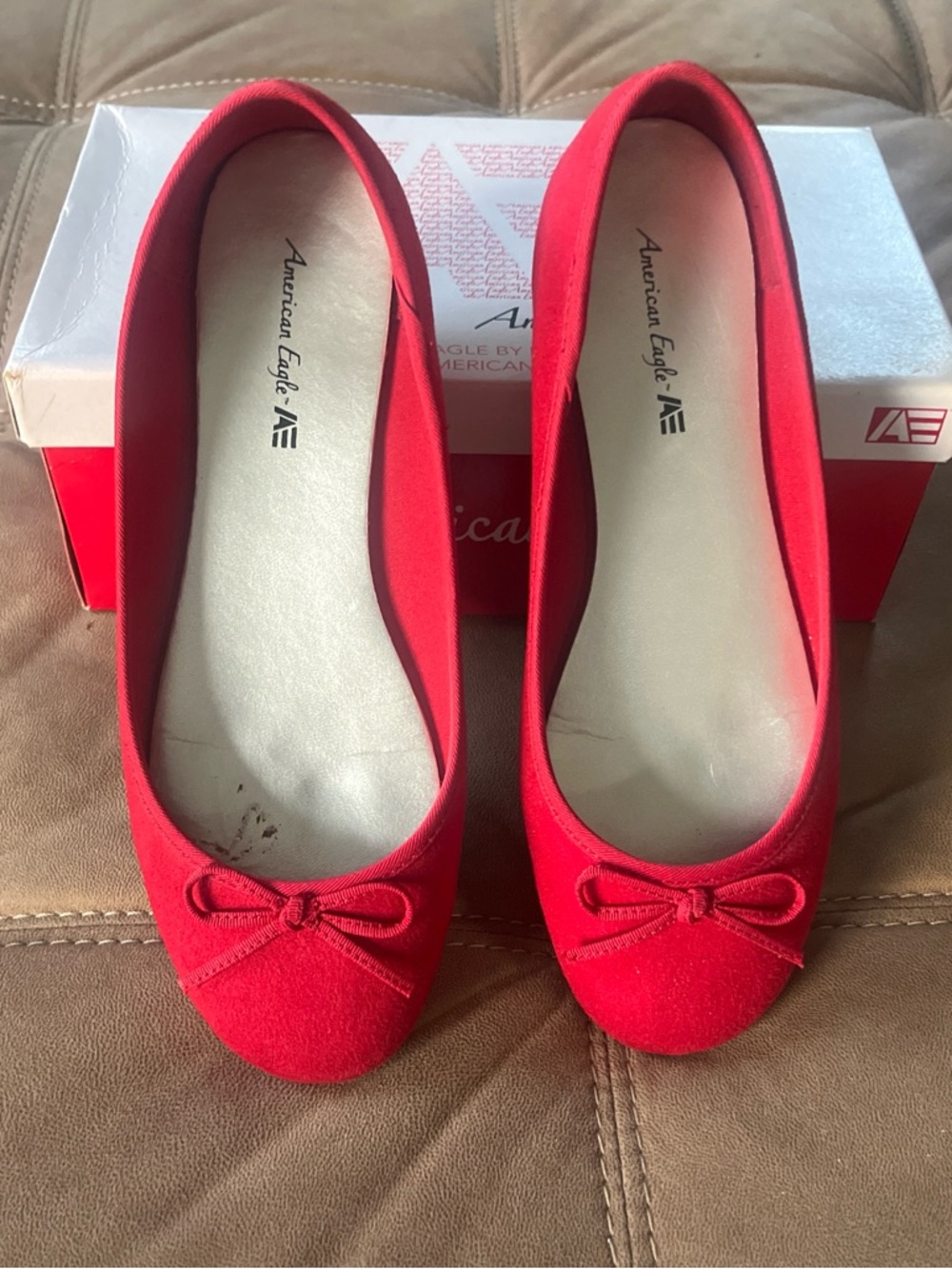 Vintage American Eagle Outfitters Red Bow Ballet Flats